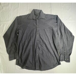 Batistini Mens‎ Long Sleeve Button Down Dress Shirt Size 39/40 Gray Cotton Blend